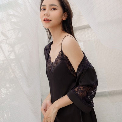 Bộ đồ ngủ dây ngắn Pink Stull ren