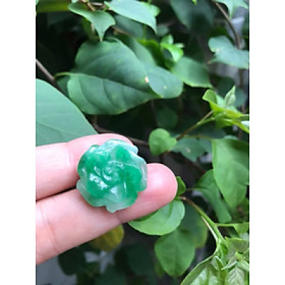 Mặt Dây Chuyền Hoa Mẫu Đơn Mới Đẹp size 21mm x 5mm  Màu xanh ngọc tươi bóng đẹp  Chất liệu đá cẩm thạch thiên nhiên ạ