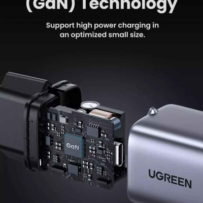 Ugreen UG90666CD319TK 30W Space Gray Bộ sạc nhanh Nexode GaN cổng USB-C chuẩn cắm EU - HÀNG CHÍNH HÃNG