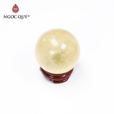 Quả cầu đá thạch vàng 39mm mệnh thổ, kim - Ngọc Quý Gemstones