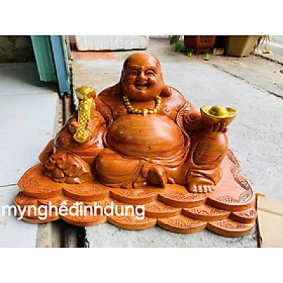 Tượng  phật di lặc để bàn bằng  gỗ  hương đá  kt 50x28x26cm