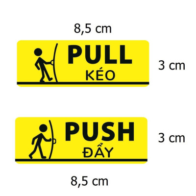 Tem Dán Cửa Kính Mở Cửa Kéo và Đẩy | Pull & Push - 02 Tem Decal Nhựa Cảnh Báo Dán Cửa Ra Vào, Dễ Dàng Sử Dụng. TakyHome 5001