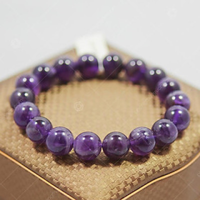 Vòng tay phong thủy đá thạch anh tím thiên nhiên cho Nam Nữ làm trang sức hút Tài Lộc May Mắn