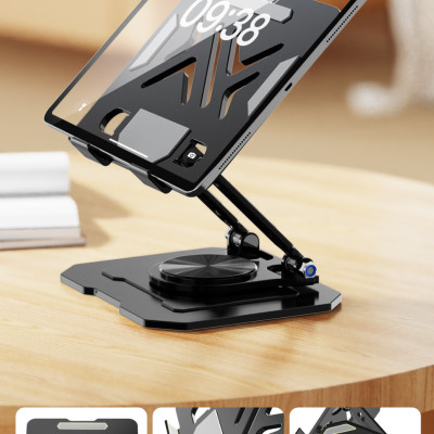 Kệ đỡ giá đỡ đế tản nhiệt cho laptop máy tính bảng hợp kim nhôm gấp gọn xoay 360 độ nhiều nấc độ cao K31- Hàng chính hãng