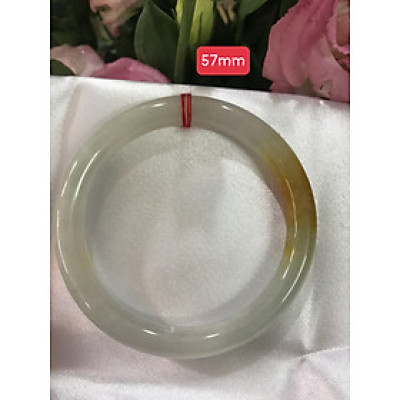 Vòng Cẩm Thạch mới Trắng Vàng Bóng đẹp Ni 57mm Chột 8mm Nữ mạng kim mạng thổ 55kg đến 65kg đeo dễ thương xinh xuất sắc ạ