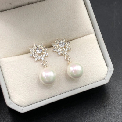 Hoa Tai , Bông Tai Nữ Bạc 925 Bông Tuyết Đính Đá Đính Đá Bạc Hiểu Minh HT368