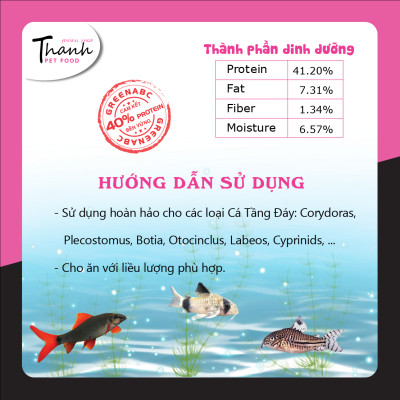 Thức ăn cá Chuột, cá Lau Kính, cá Tỳ Bà, cá Chạch, cá Oto, cá Chép của hiệu GREENABC - Tăng kích thước, lên màu đẹp - Hộp 65g