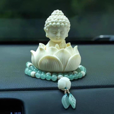 Tượng Phật Ngồi Đài Sen Cầu Bình An Phụ Kiện Ô Tô , Trang Trí Ban Thờ - Tượng Phong Thủy - Hàng CHính Hãng MINIIN