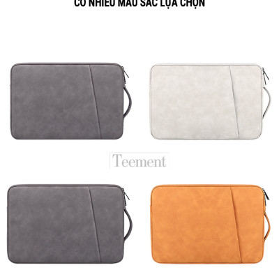 Túi Chống Sốc Laptop Teement TM01 2 Ngăn Có Quai Xách Đứng, Vân Da Mịn Chất Liệu Da Chống Thấm Nước Bảo Vệ Cho Macbook, Laptop, 13 Inch, 14 Inch, 15 Inch, 15.6 Inch- Hàng Chính Hãng 