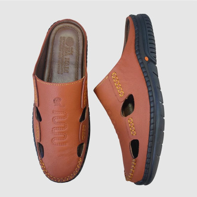 Dép Bít Mũi Nam Da Bò Thật TiTi ĐÔ Cao Cấp GSB20116d