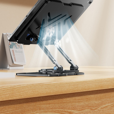 Kệ đỡ giá đỡ đế tản nhiệt cho laptop máy tính bảng hợp kim nhôm gấp gọn xoay 360 độ nhiều nấc độ cao K31- Hàng chính hãng