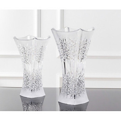 Bình hoa pha lê Tiệp BOHEMIA sản xuất tại Cộng hòa Séc, hoa văn mài, kiểu dáng sang trọng, hiện đại - Hàng chính hãng