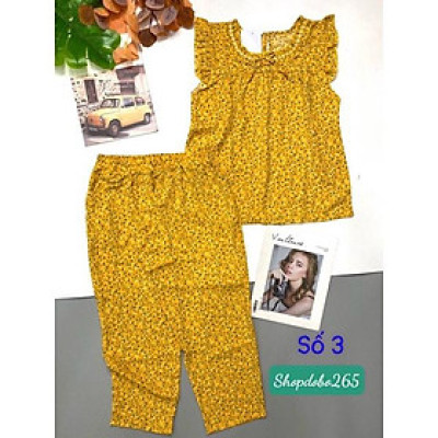 Đồ bộ nữ,đồ ngủ mặc nhà lửng 9 tấc vải lụa mango BL 53 họa tiết hoa nhí siêu cute size 47-60kg.