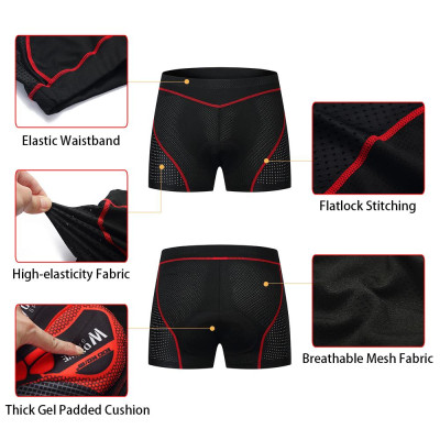 Wosawe Men Cycling Shorts Gel Padded MTB Bicycle Bike Underwear Shorts Breathable Quick Dry Biking Shorts