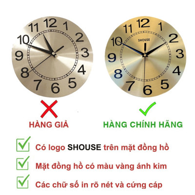 Đồng hồ treo tường A209 Shouse trang trí nghệ thuật kim trôi không gây tiếng động hiện đại sang trọng phòng khách