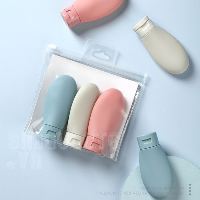 Set 3 Lọ chiết mỹ phẩm, dầu gội du lịch siêu tiện lợi dung tích 60ml kèm túi zip