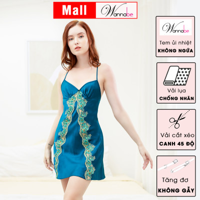 Đầm ngủ WANNABE DNS24 váy ngủ cut-out lưng đan dây chéo thắt nơ điệu đà khoe lưng eo mông quyến rũ gợi cảm