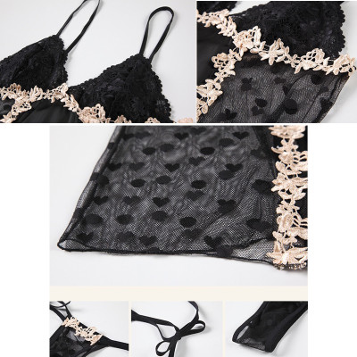 Váy ngủ 2 dây lụa satin phối ren xuyên thấu sexy P5 - Đầm ngủ hai dây gợi cảm - Đồ ngủ nữ quyến rũ