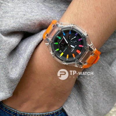 Đồng Hồ Nam Dây Nhựa Casio G-Shock GA-2100FR-3A AP Custom Skeleton Orange x Rainbow Royal Oak (Special)