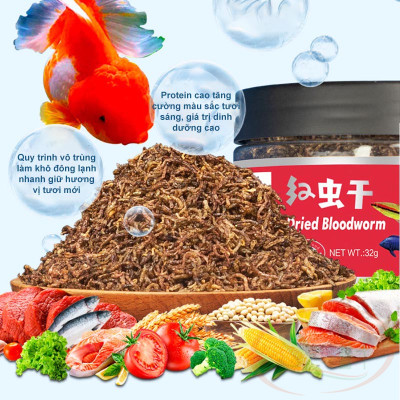 Thức ăn cá Biozym Dried Bloodworm trùng huyết sấy khô dinh dưỡng cao cho cá cảnh