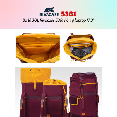 Balô 30L Rivacase 5361 Để Vừa laptop 17.3" - Bảo Hành 24 Tháng - Hàng Chính Hãng
