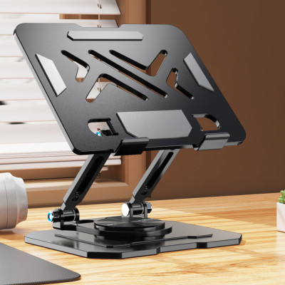 Kệ đỡ giá đỡ đế tản nhiệt cho laptop máy tính bảng hợp kim nhôm gấp gọn xoay 360 độ nhiều nấc độ cao K31- Hàng chính hãng