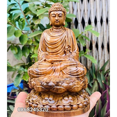 TƯỢNG PHẬT THÍCH CA GỖ BÁCH XANH THƠM NỨC KT CAO 15×9×8CM