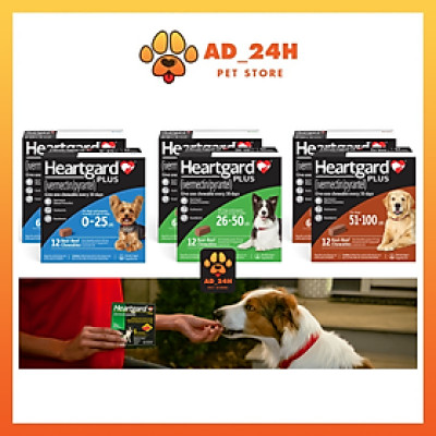 1 viên HEARTGARD tẩy giun tim, giun đũa, giun móc cho chó từ 600gr đến 45kg