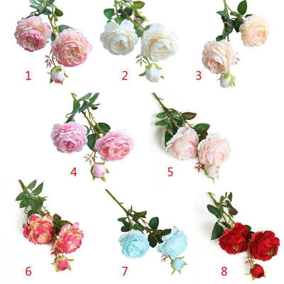 Hoa hồng giả - 2 bông 1 nụ - dài 62cm - Cây giả, hoa lụa trang trí nhà cửa