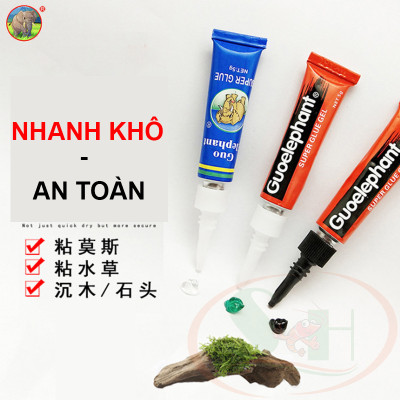 Keo dán rêu Guo Elephant Super Glue Gel đa năng dán lũa đá cây san hô bể cá tép thủy sinh