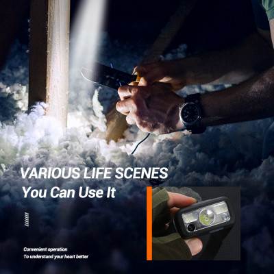 Đèn Pin LED Đội Đầu Sạc USB - cảm ứng ánh sáng, chống nước dùng ngoài trời - hàng nhập khẩu