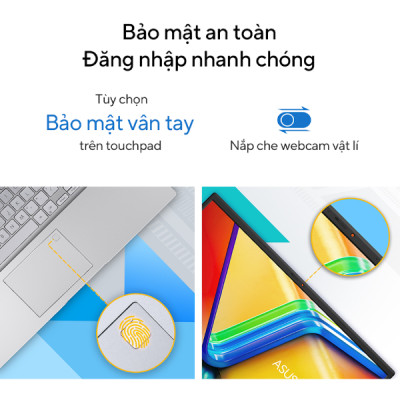 Laptop Asus Vivobook 15 (X1504VA-NJ069W) / Bạc/ Intel Core i3-1315U Processor (upto 4.5Ghz, 10MB)/ RAM 8GB/ 512GB SSD/ Intel UHD Graphics/ 15.6inch FHD/ Win 11H/ 2Yrs - Hàng Chính Hãng