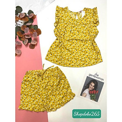 Đồ bộ nữ,đồ ngủ mặc nhà đùi vải lụa mango hoa nhí dễ thương size 45-57kg.