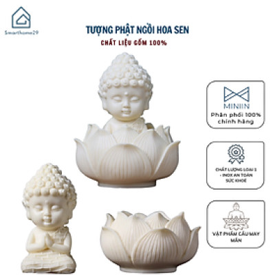 Tượng Phật Ngồi Đài Sen Cầu Bình An Phụ Kiện Ô Tô , Trang Trí Ban Thờ - Tượng Phong Thủy - Hàng CHính Hãng MINIIN