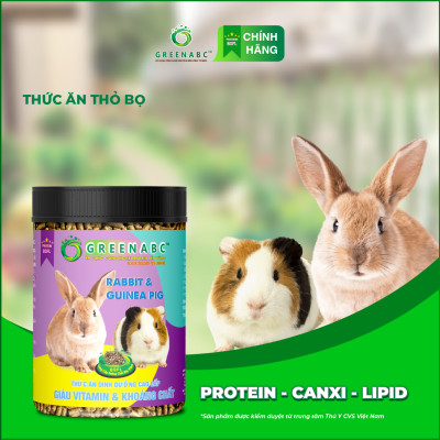 Thức ăn Thỏ Cảnh, Bọ Ú, Hà Mã Mini GREENABC – Cung cấp đầy đủ dưỡng chất protein - canxi - lipid lông mượt, tiêu hóa tốt, tăng đề kháng – Hộp 480g