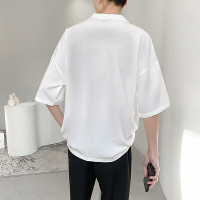 Áo sơ mi nam form rộng tay lỡ Hàn Quốc cổ vest phong cách unisex chất vải kate lụa mịn chống nhăn thời trang PONIVALAZA