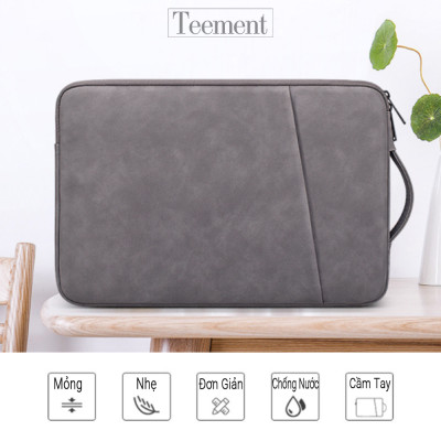 Túi Chống Sốc Laptop Teement TM01 2 Ngăn Có Quai Xách Đứng, Vân Da Mịn Chất Liệu Da Chống Thấm Nước Bảo Vệ Cho Macbook, Laptop, 13 Inch, 14 Inch, 15 Inch, 15.6 Inch- Hàng Chính Hãng 