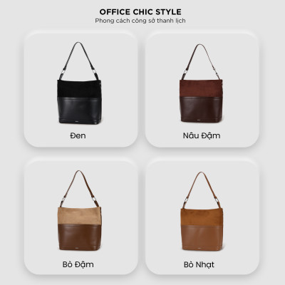 Túi đựng tài liệu A5 IDIGO FB2 - 5060, túi xách nữ công sở phom đứng phối nhung mềm mại