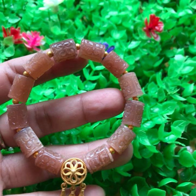 Vòng Tay phong Thủy may mắn tài lộc kiểu Đá Lu Charm mặt trời thiên nhiên vip  Size 9mm x dài 12mm hàng cao cấp nữ đeo tay sang lắm luôn ạ  100% đá thiên đeo vào may mắn tốt sức khỏe tim mạch và đẹp ạ