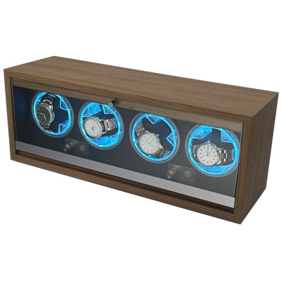 Hộp Xoay Đồng Hồ Cơ 4 Ngăn SAIKE SAIKE S4000 Vỏ Gỗ - Có Đèn LED - Cao Cấp - Sang Trọng