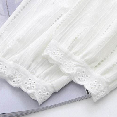 Áo sơ mi nữ cổ V tay lửng phối ren, chất liệu mềm mịn mặc hè Haint Boutique Sm185