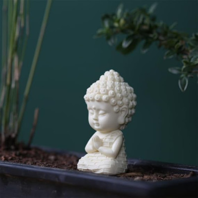 Tượng Phật mini ngồi trên đài sen để xe hơi, bàn làm việc, decor cầu may mắn bình an