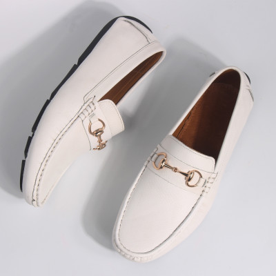 Giày MICHILUX Da Bò Thật Chính Hãng Horse Bit Moccasin CIEHM Màu Trắng
