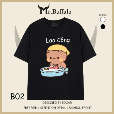 Áo đôi , áo thun cặp nam nữ tay lỡ Unisex "CEO & Lao Công" form rộng vải cotton 100% B01B02 - Mr.Buffalo