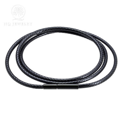 Dây da dây chuyền đeo cổ khóa inox đen cao cấp -  Ngọc Quý Gemstones