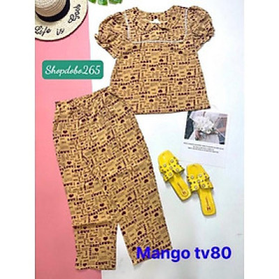 Đồ bộ nữ,đồ ngủ mặc nhà lửng 9 tấc vải lụa mango BL 13 họa tiết dễ thương size 47-60kg.