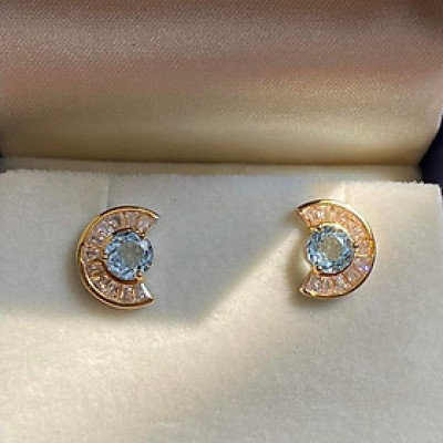 Bông Tai Đính Đá Topaz Thiên Nhiên (B0226) - MOON Jewelry