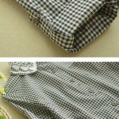 Sơ mi nữ kẻ caro dáng dài Ab05