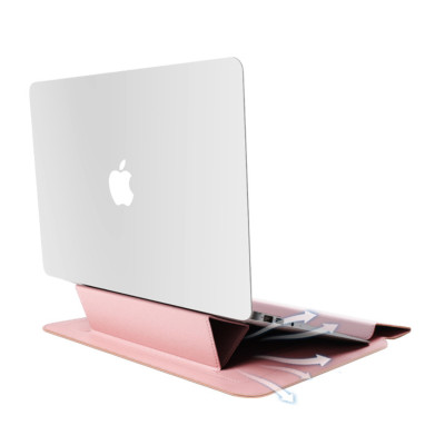 Túi chống sốc bao da laptop macbook kiêm giá đỡ tản nhiệt kèm ví đựng sạc chuột