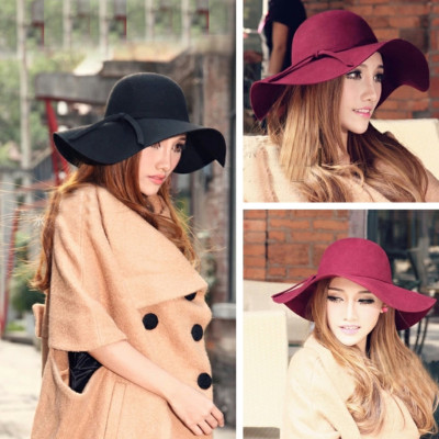 Mũ chống nắng rộng vành nữ nón đi biển màu đen fedora dona22030810